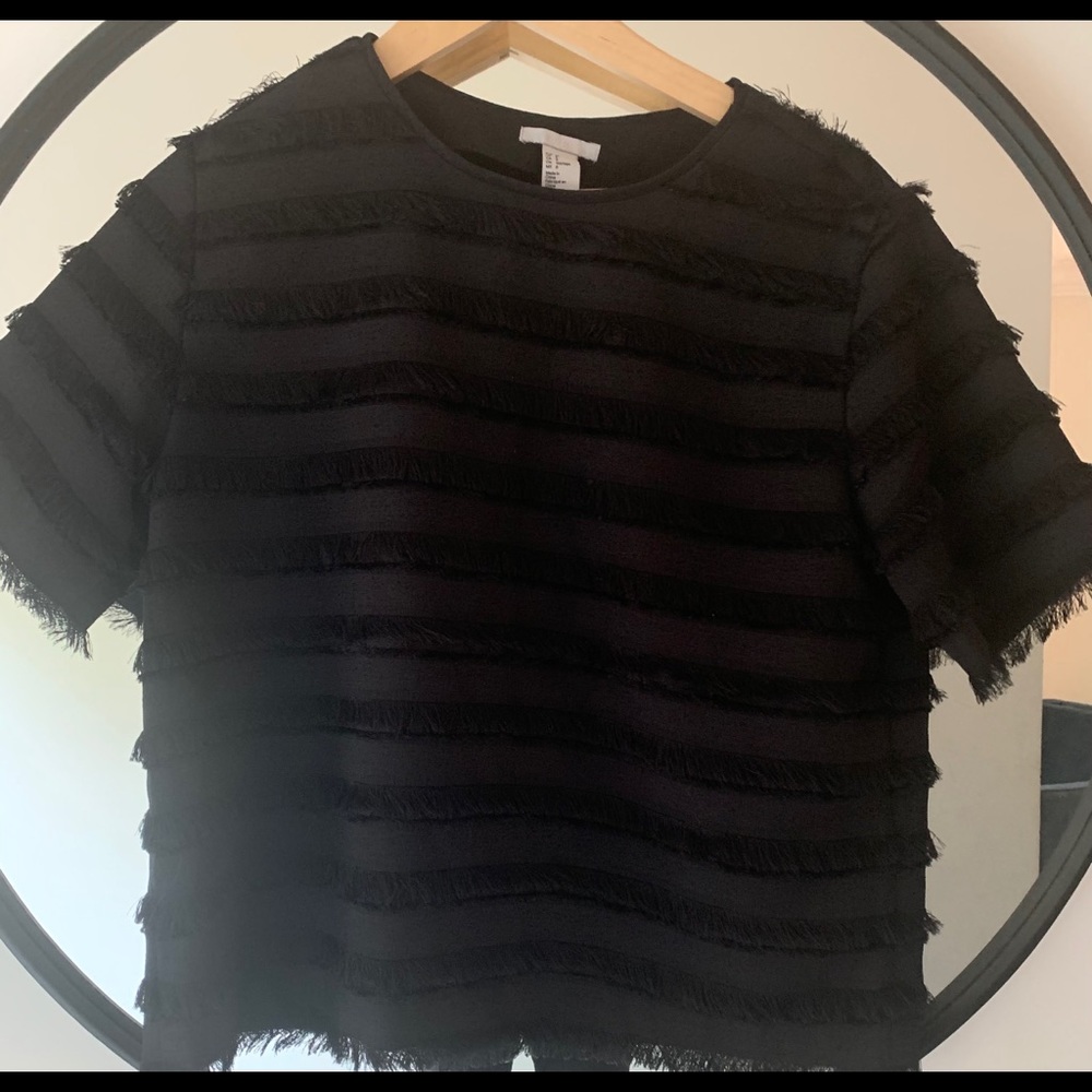 Black fringed top